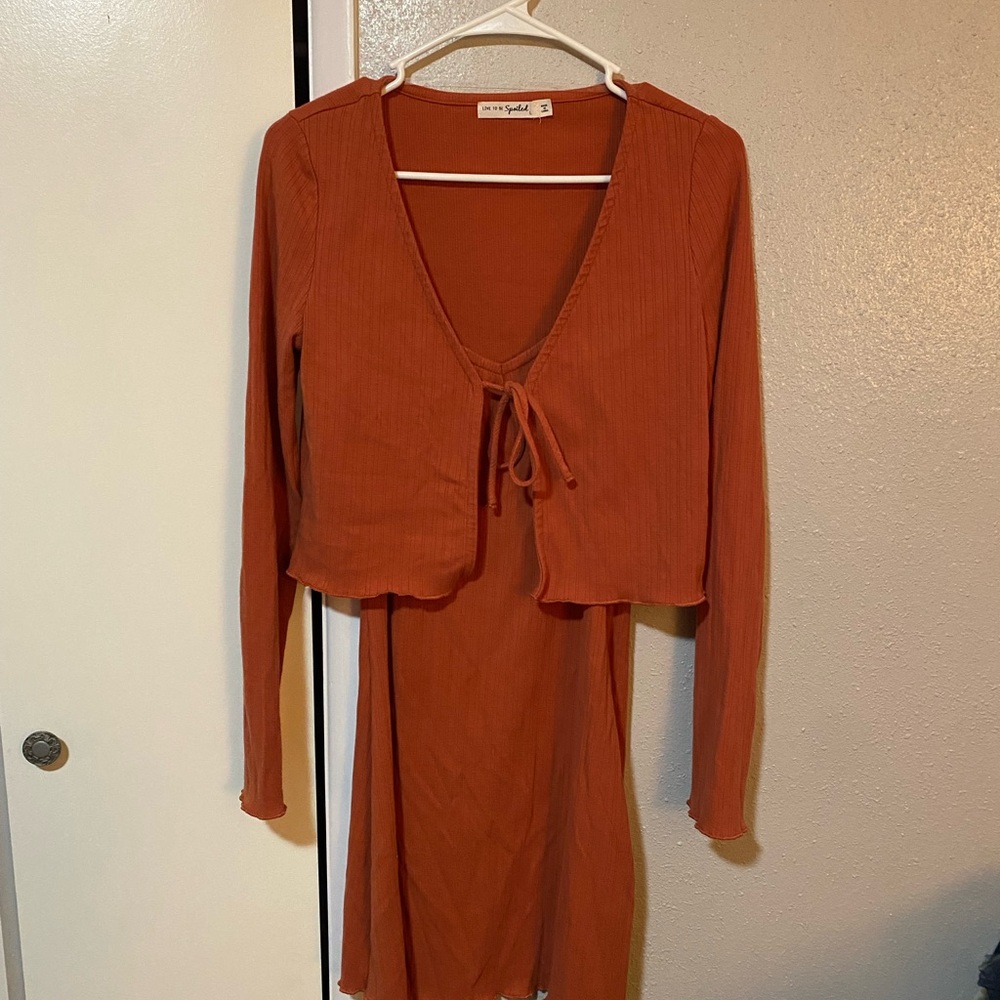Orange Long-Sleeve Dress